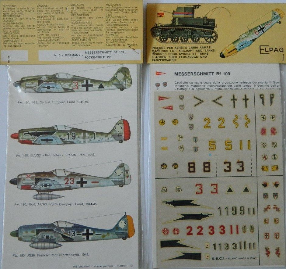 Fw 190 / Me 109 Decals ESCI