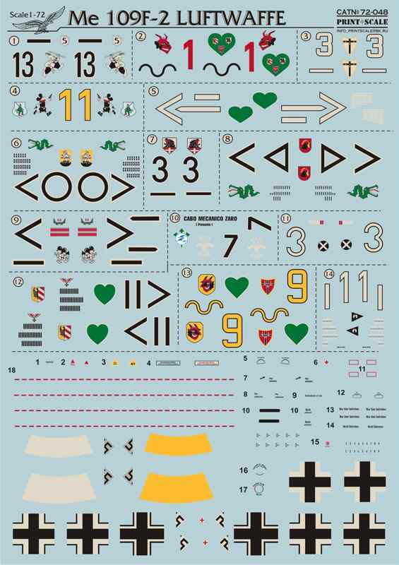 Messerschmitt Me109F-2 Decals Printscale