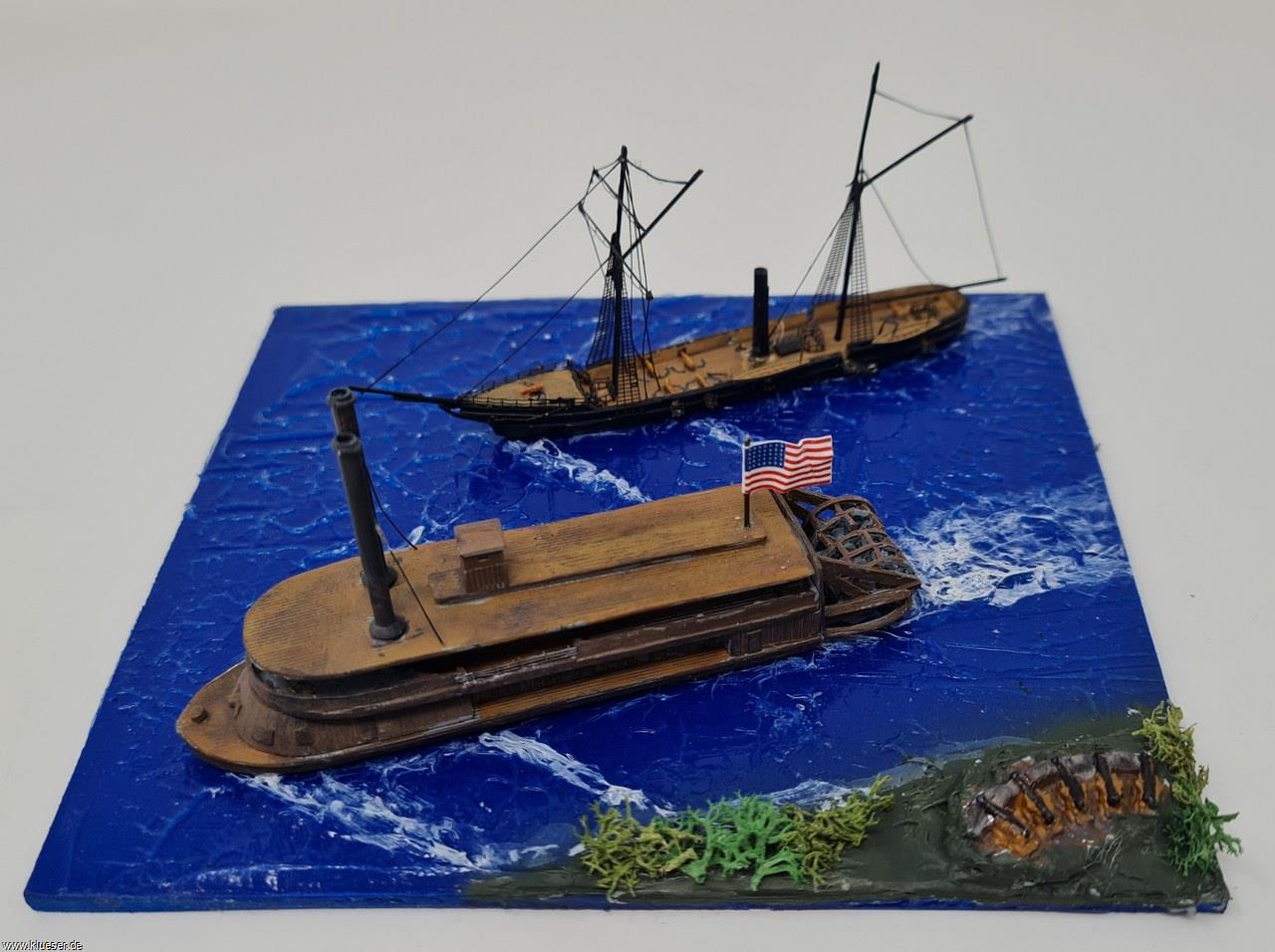 Black Seas Scenery: Gun emplacements, rock islands, Union Tinclad Sternwheeler, USS Unadilla class 1862 Mississippi